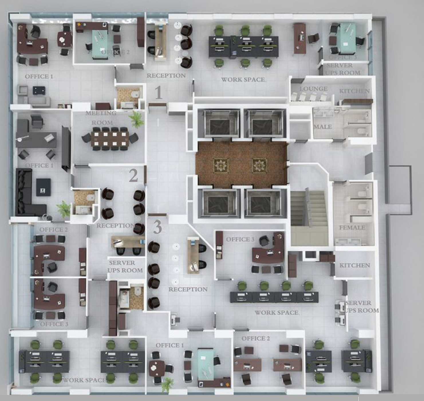 Option 6 (Office 1, 2 & 3 - With Furniture)